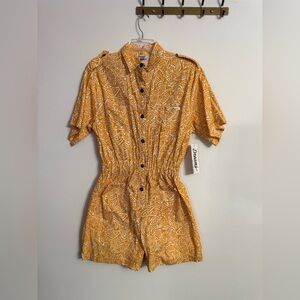 NWT Dreams Vintage 80s Cotton Romper Yellow Abstract Print Size Large L
